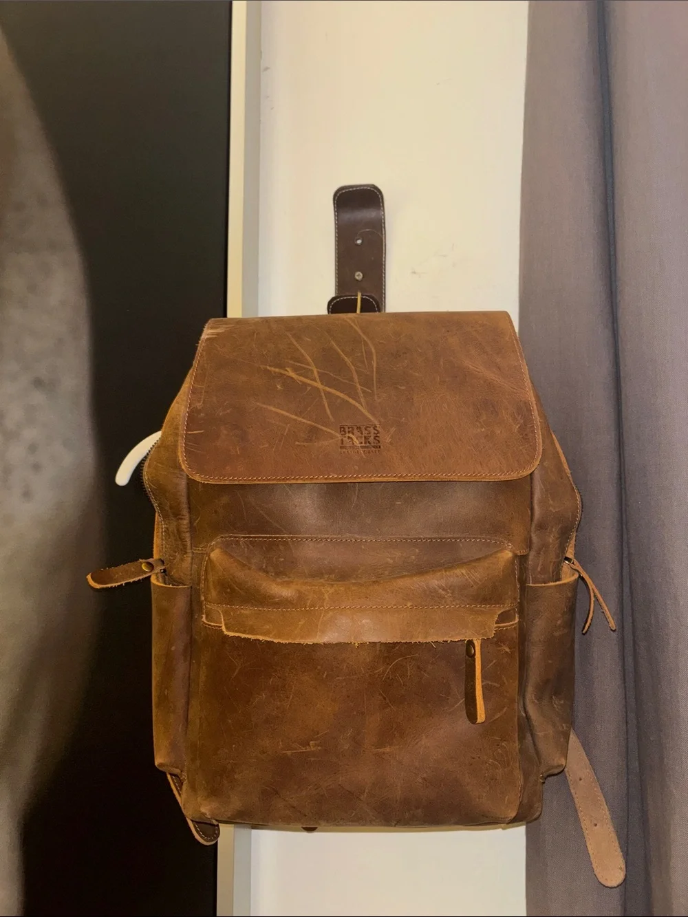Brown Leather Backpack - Classic Men's Rucksack